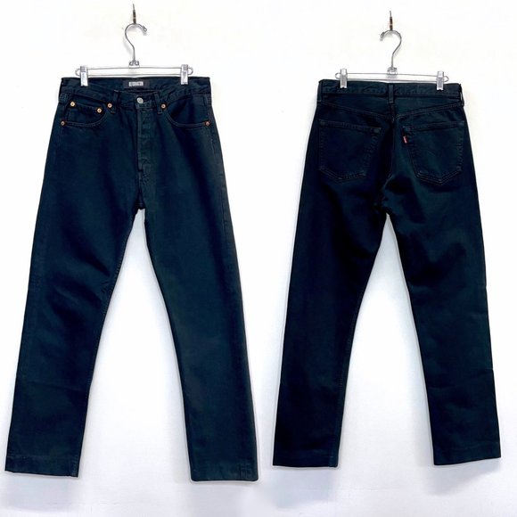 Reformation Repurposed Vintage Levi 501s Worn Black Finished Cuff Jeans sz 28 - Picture 1 of 6